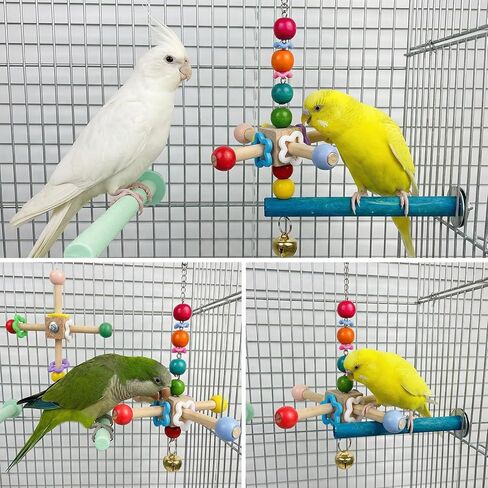 2 Pcs Bird Spinner Toys for Parrots with Bells, Parrot Chewing Hanging Toys for Small and Medium Birds, Parakeet, Cockatiel, Conure, Lovebird, Budgie, Cage Toy in Saudi Arabia