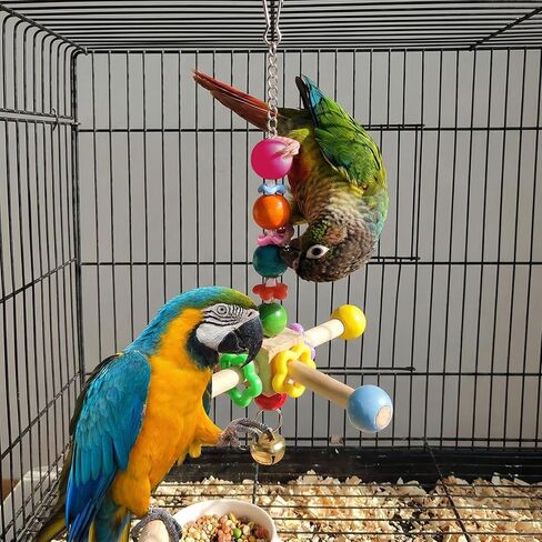 2 Pcs Bird Spinner Toys for Parrots with Bells, Parrot Chewing Hanging Toys for Small and Medium Birds, Parakeet, Cockatiel, Conure, Lovebird, Budgie, Cage Toy in Saudi Arabia