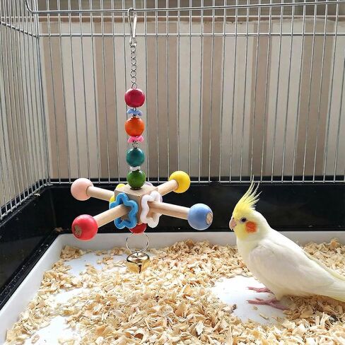 2 Pcs Bird Spinner Toys for Parrots with Bells, Parrot Chewing Hanging Toys for Small and Medium Birds, Parakeet, Cockatiel, Conure, Lovebird, Budgie, Cage Toy in Saudi Arabia