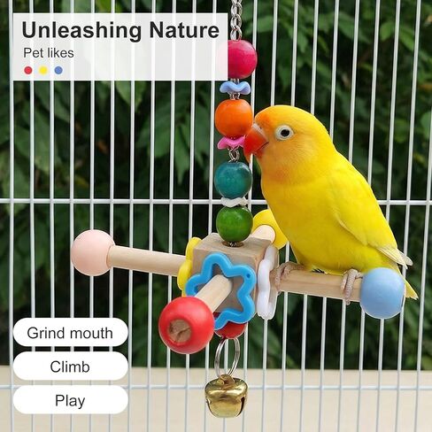 2 Pcs Bird Spinner Toys for Parrots with Bells, Parrot Chewing Hanging Toys for Small and Medium Birds, Parakeet, Cockatiel, Conure, Lovebird, Budgie, Cage Toy in Saudi Arabia