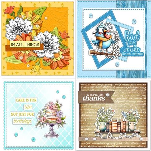 4 Birds Set -Sentiments Rubber Clear Stamps Set for Card Making Acrylic Stamp Block Tools with Grid Lines Craft Supplies DIY Scrapbooking Notebook Stamps in Saudi Arabia
