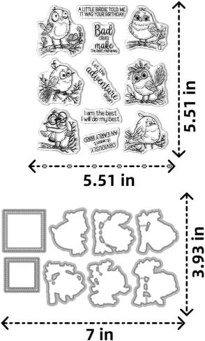 4 Birds Set -Sentiments Rubber Clear Stamps Set for Card Making Acrylic Stamp Block Tools with Grid Lines Craft Supplies DIY Scrapbooking Notebook Stamps in Saudi Arabia