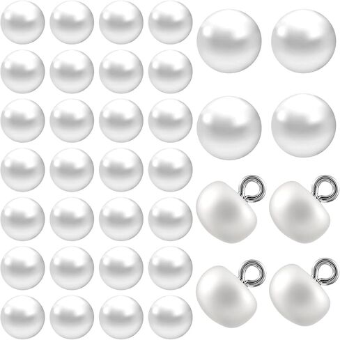 50 Pcs Pearl Buttons, 10mm White Round Pearl Buttons for Clothes, Decorative Pearls Button with Shank for Sewing, Shirts, Dresses, DIY Crafts in Saudi Arabia