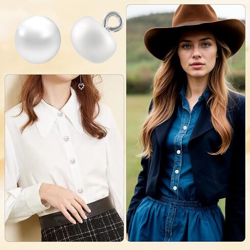 50 Pcs Pearl Buttons, 10mm White Round Pearl Buttons for Clothes, Decorative Pearls Button with Shank for Sewing, Shirts, Dresses, DIY Crafts in Saudi Arabia
