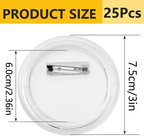 25 حزمة 3 بوصات دبابيس أزرار شفافة DIY، دبابيس أزرار أكريليك، لوازم حرفية للحرفيين in Kuwait