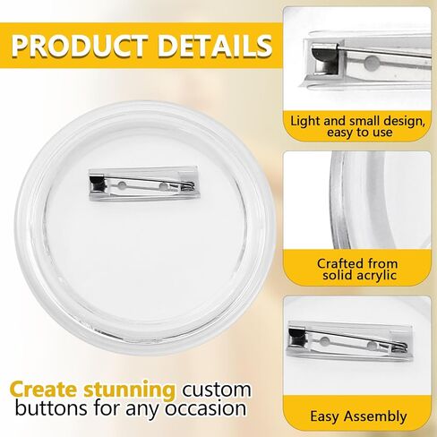 25 حزمة 3 بوصات دبابيس أزرار شفافة DIY، دبابيس أزرار أكريليك، لوازم حرفية للحرفيين in Kuwait