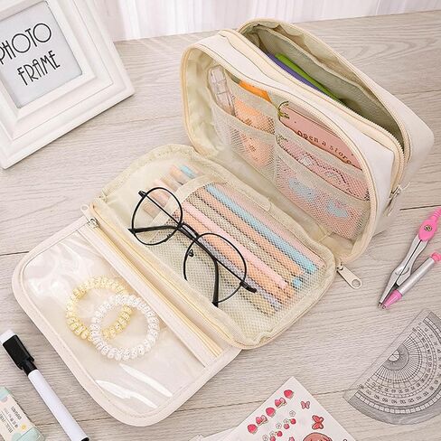 Capacity Pencil Pen Case Office Large Storage High Capacity Bag Pouch Holder Box Organizer in Saudi Arabia