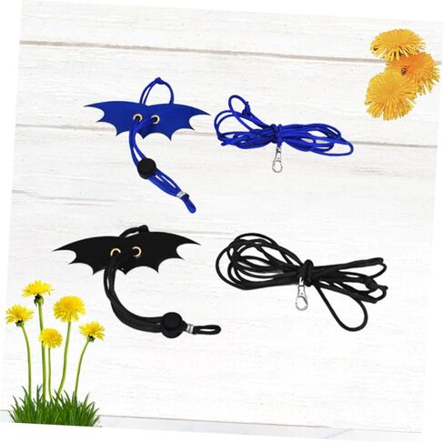 DOITOOL Reptile Leash and Lizard Harness Rope Set with Wing Design, Adjustable Small Animal Harness Leash for Outdoor Use, Medium Black Small Blue, 2pcs Pack in Saudi Arabia
