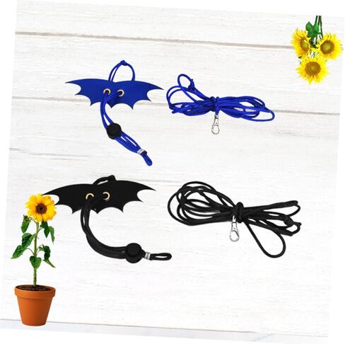 DOITOOL Reptile Leash and Lizard Harness Rope Set with Wing Design, Adjustable Small Animal Harness Leash for Outdoor Use, Medium Black Small Blue, 2pcs Pack in Saudi Arabia