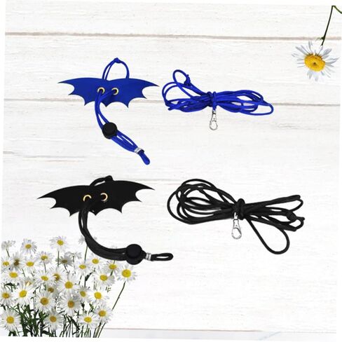 DOITOOL Reptile Leash and Lizard Harness Rope Set with Wing Design, Adjustable Small Animal Harness Leash for Outdoor Use, Medium Black Small Blue, 2pcs Pack in Saudi Arabia