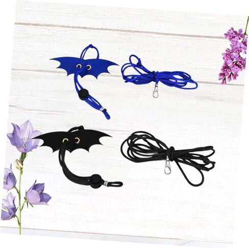 DOITOOL Reptile Leash and Lizard Harness Rope Set with Wing Design, Adjustable Small Animal Harness Leash for Outdoor Use, Medium Black Small Blue, 2pcs Pack in Saudi Arabia