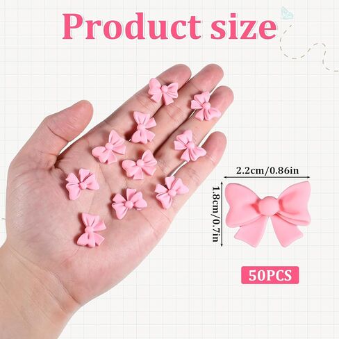 SHENLIU 50Pcs Pink Bow Cupcake Toppers, Pink Bowknot Cake Decorating Birthday Cake Decorations for Bridal Engagement Wedding Baby Shower Party (Not Edible) in Saudi Arabia