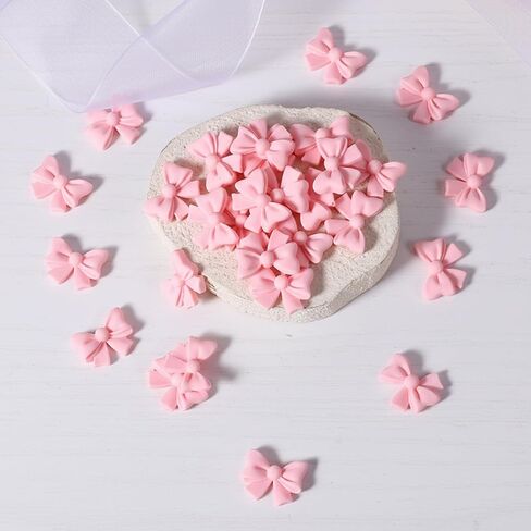 SHENLIU 50Pcs Pink Bow Cupcake Toppers, Pink Bowknot Cake Decorating Birthday Cake Decorations for Bridal Engagement Wedding Baby Shower Party (Not Edible) in Saudi Arabia