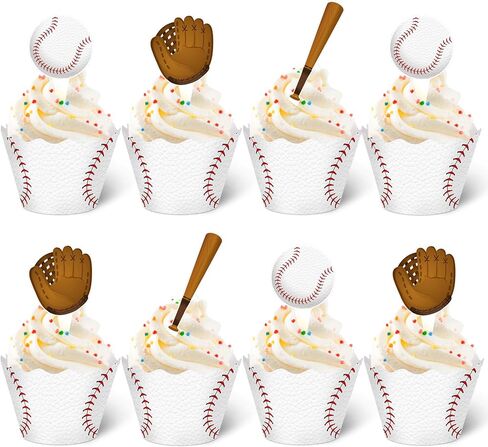 Nuenen 96 Pcs Football Cupcake Toppers and Wrappers Set Football Theme Cupcakes Decorations Sports Game Day Themed Cake Holders and Picks for Birthday Sport Party Decorations Supplies (Classic) in Kuwait