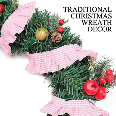 Gingham Ruffle Trim Lace 1.5" Rustic Christmas Decorative Lace Wreath Handmade Lace DIY Christmas Tree Sewing Crafts Pillowcase Decorative 5 Yards (Pink) in Saudi Arabia