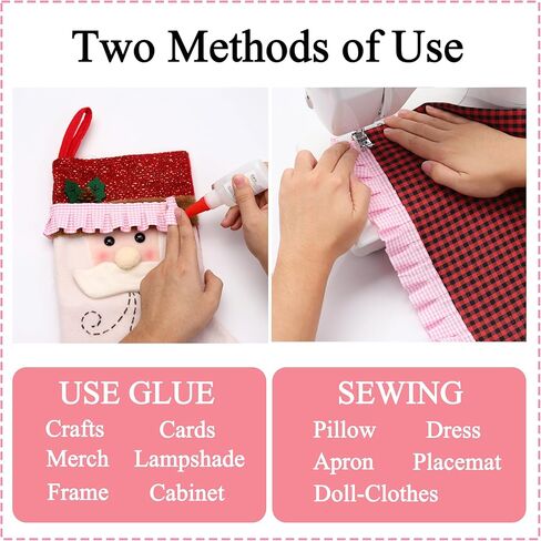 Gingham Ruffle Trim Lace 1.5" Rustic Christmas Decorative Lace Wreath Handmade Lace DIY Christmas Tree Sewing Crafts Pillowcase Decorative 5 Yards (Pink) in Saudi Arabia