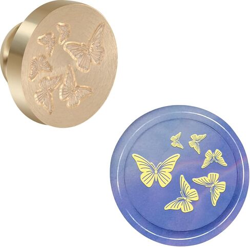 Butterfly Wax Seal Stamp Copper 25mm Vintage Detachable Sealing Stamp Brass and A Wood Handle Pattern Stamp Head Letter Invitation Card Wedding Gift Package Holidays in Saudi Arabia