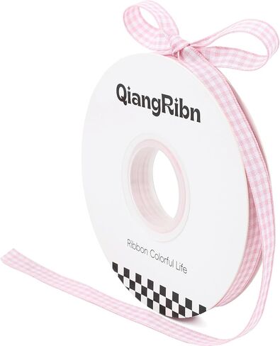 QIANGRIBN Yellow Gingham Ribbon, 3/8" x 50 Yards Soft Polyester Checkered & Plaid Ribbon for Gift Wrapping DIY Crafts Hair Bows Bouquets & Party Baking Valentine's Day Easter Holiday Decorations in Saudi Arabia