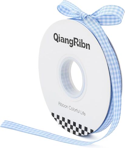 QIANGRIBN Yellow Gingham Ribbon, 3/8" x 50 Yards Soft Polyester Checkered & Plaid Ribbon for Gift Wrapping DIY Crafts Hair Bows Bouquets & Party Baking Valentine's Day Easter Holiday Decorations in Saudi Arabia