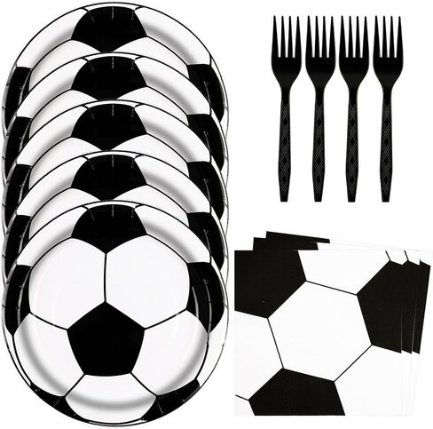48Pcs Soccer Plates and Napkins Party Supplies, Disposable 7IN Soccer Paper Plates Napkins Forks Tableware Set Birthday Party Decor for Sports Game World Cup Birthday Baby Shower Serves16 in Saudi Arabia