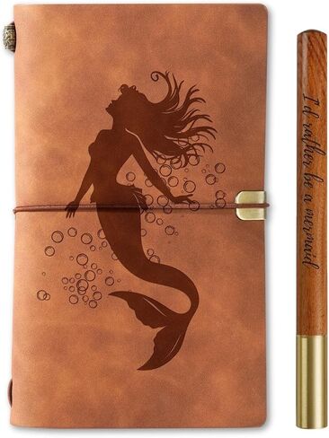 InnoBeta Mermaid Gifts for Women, Mermaid Journal and Pen Leather with Faith Message Refillable Notebook, Sketchbook, Travel Diary, 7.8x5 Inches in Saudi Arabia