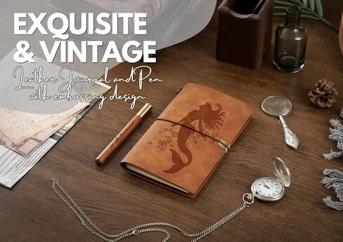 InnoBeta Mermaid Gifts for Women, Mermaid Journal and Pen Leather with Faith Message Refillable Notebook, Sketchbook, Travel Diary, 7.8x5 Inches in Saudi Arabia