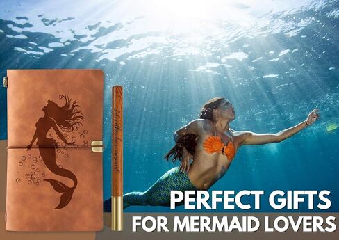 InnoBeta Mermaid Gifts for Women, Mermaid Journal and Pen Leather with Faith Message Refillable Notebook, Sketchbook, Travel Diary, 7.8x5 Inches in Saudi Arabia