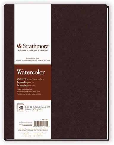Strathmore 400 Series Watercolor Paper Art Book, Matte Brown Cover, Natural White, Hardbound, 24 Sheets, 8.5x11 inch in Saudi Arabia