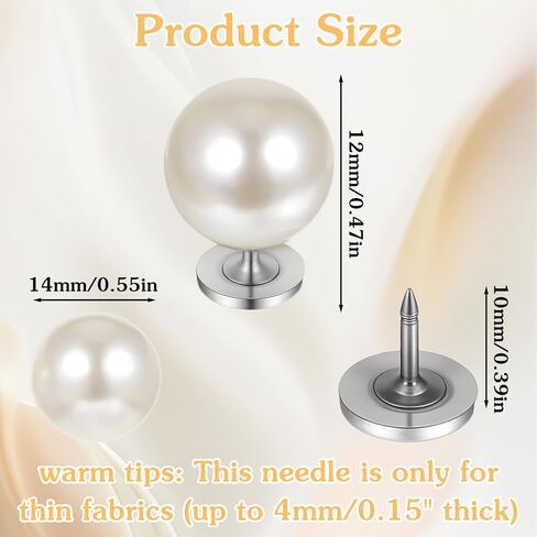 Pearl Buttons, Pearl Buttons for Clothes No Sew Button Pearls Brooch Safety Pins for Women Fixed Brooches Reusable for Clothes Dresses DIY Craft Removable(White, Black, Pink, Red, Brown,50) in Saudi Arabia