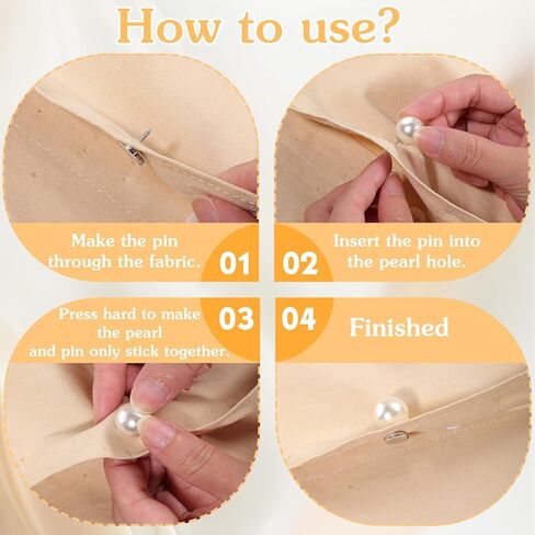 Pearl Buttons, Pearl Buttons for Clothes No Sew Button Pearls Brooch Safety Pins for Women Fixed Brooches Reusable for Clothes Dresses DIY Craft Removable(White, Black, Pink, Red, Brown,50) in Saudi Arabia