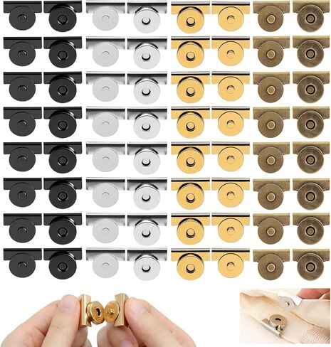 32 Sets Magnetic Snaps, No-Sew Closure Magnetic Buttons for Bags Purses Totes Clothes Leather Craft (Dark Gray, Gold, Silver, Copper) in Saudi Arabia