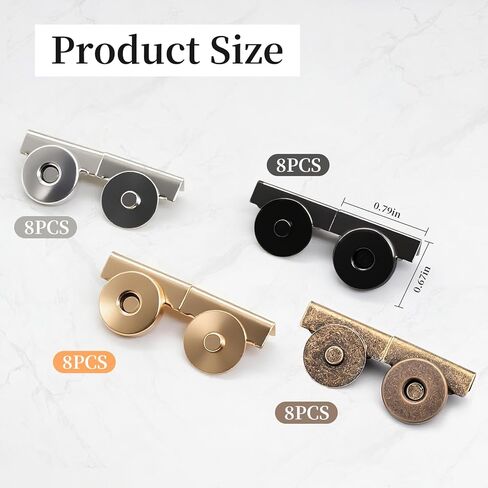 32 Sets Magnetic Snaps, No-Sew Closure Magnetic Buttons for Bags Purses Totes Clothes Leather Craft (Dark Gray, Gold, Silver, Copper) in Saudi Arabia