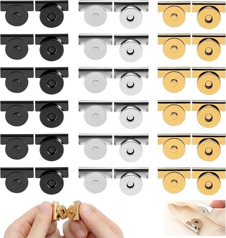 32 Sets Magnetic Snaps, No-Sew Closure Magnetic Buttons for Bags Purses Totes Clothes Leather Craft (Dark Gray, Gold, Silver, Copper) in Saudi Arabia