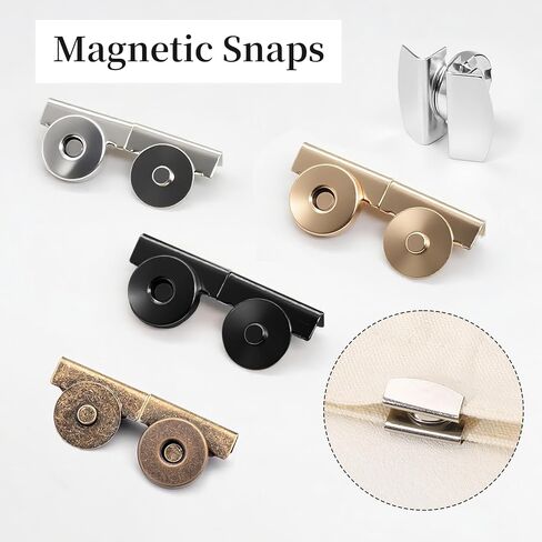 32 Sets Magnetic Snaps, No-Sew Closure Magnetic Buttons for Bags Purses Totes Clothes Leather Craft (Dark Gray, Gold, Silver, Copper) in Saudi Arabia