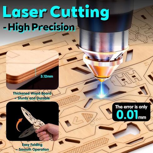 3D Wooden Puzzles for Adults – 6 Knife Set with 266 Pieces, Movable Interlocking Mechanical Structure, High-Precision Laser-Folded, Wood Model Craft Kit & Wooden Building Kits in Saudi Arabia