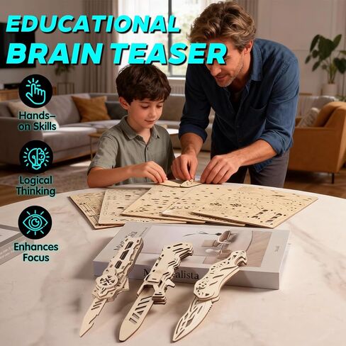 3D Wooden Puzzles for Adults – 6 Knife Set with 266 Pieces, Movable Interlocking Mechanical Structure, High-Precision Laser-Folded, Wood Model Craft Kit & Wooden Building Kits in Saudi Arabia