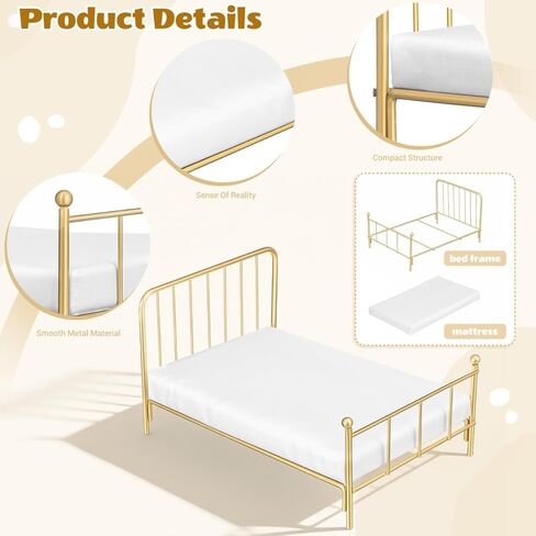 Totority Realistic Iron Frame Miniature Bed 1/12 Scale Dollhouse Bedding Comfortable Queen Size for Dollhouse Living Room Decor in Kuwait