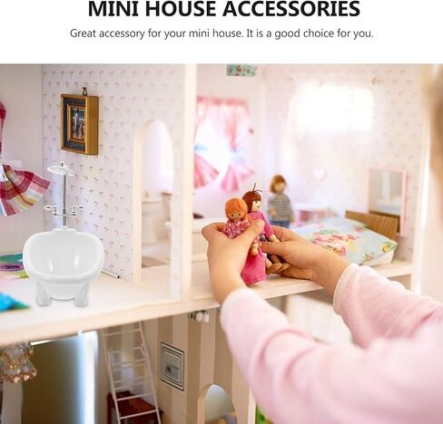 Angoily بيت الدمية حوض استحمام صغير 1 12 مقياس دمية الملحقات مصغرة أثاث الحمام لعبة حوض الاستحمام لتزيين بيت الدمى 6.29X6.10X3.74In in Kuwait