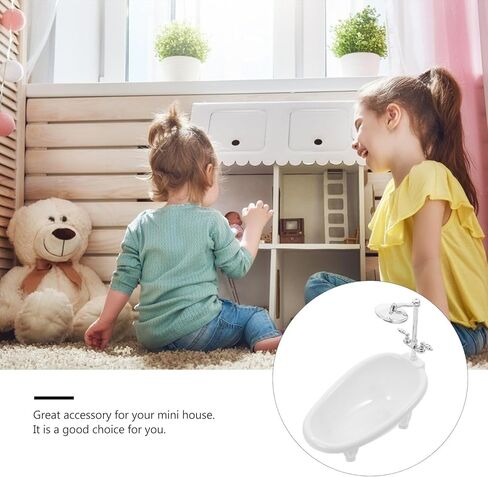 Angoily بيت الدمية حوض استحمام صغير 1 12 مقياس دمية الملحقات مصغرة أثاث الحمام لعبة حوض الاستحمام لتزيين بيت الدمى 6.29X6.10X3.74In in Kuwait