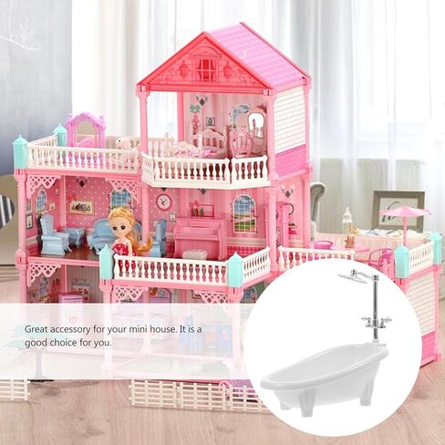 Angoily بيت الدمية حوض استحمام صغير 1 12 مقياس دمية الملحقات مصغرة أثاث الحمام لعبة حوض الاستحمام لتزيين بيت الدمى 6.29X6.10X3.74In in Kuwait