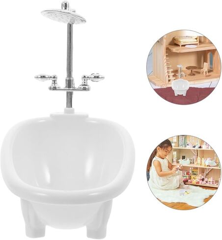 Angoily بيت الدمية حوض استحمام صغير 1 12 مقياس دمية الملحقات مصغرة أثاث الحمام لعبة حوض الاستحمام لتزيين بيت الدمى 6.29X6.10X3.74In in Kuwait