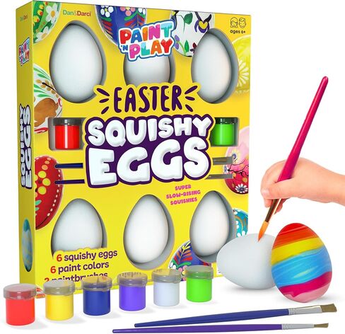 Dan&Darci Egg Squishy Painting Kit - Arts and Crafts for Girls and Boys - Kids Easter Art Activities - Craft Gift for Kids Ages 4 5 6 7 8 9 10 Year Old Girls - Paint 6 Slow Rising Squishies in Kuwait