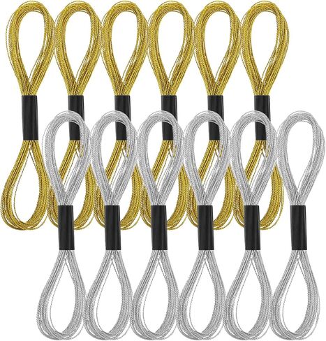 12 Skeins Metallic Embroidery Floss Gold Silver Embroidery Thread Friendship Bracelet String Cross Stitch Thread Metallic Threads for Crochet Sewing Making Yarn Accessories Craft String Art Supplies in Saudi Arabia