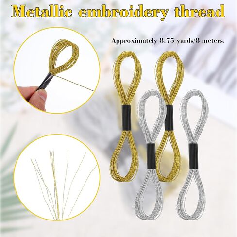 12 Skeins Metallic Embroidery Floss Gold Silver Embroidery Thread Friendship Bracelet String Cross Stitch Thread Metallic Threads for Crochet Sewing Making Yarn Accessories Craft String Art Supplies in Saudi Arabia
