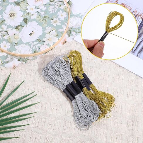 12 Skeins Metallic Embroidery Floss Gold Silver Embroidery Thread Friendship Bracelet String Cross Stitch Thread Metallic Threads for Crochet Sewing Making Yarn Accessories Craft String Art Supplies in Saudi Arabia