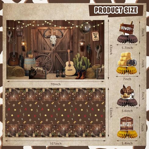 ديكورات الحفلات الغربية، 126 قطعة من لوازم ديكور حفلات عيد الميلاد من Wild West Cowboy Rodeo للأولاد - خلفية، لافتة، مفارش طاولة، قطع مركزية، نظارات ورقية، قبعة، ملصقات، لافتات جدارية in Kuwait