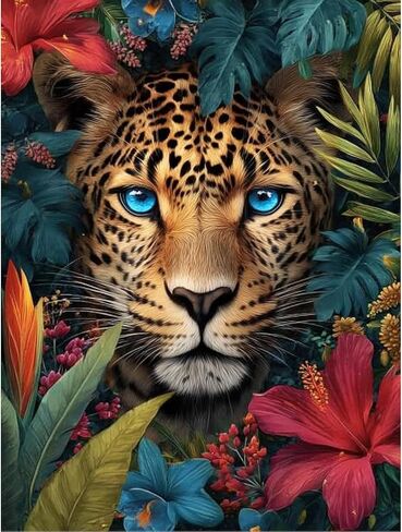 TOPCLTV Diamond Art Kits for Adults Beginners,Leopard Round Full Drill Diamond Painting Kit,DIY 5D Animal Diamond Dots Gem Art for Wall Decor Holiday Present12x16IN in Saudi Arabia