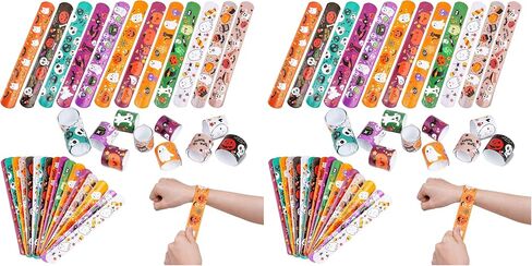 CCINEE 48pcs Halloween Slap Bracelets Assorted Bulk Pumpkin Zombie Witches Snap Bracelet Wristbands for Kids Halloween Party Gift Bag Filler Supply… in Kuwait
