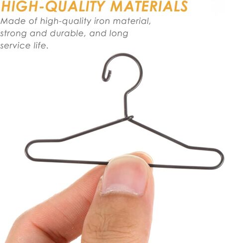 شماعات ملابس الدمى من أنجويلي، شماعات صغيرة لملابس الدمى، 20 قطعة من الرف المعدني الصغير للأطفال، منظم رف صغير متين لتخزين الملابس وعرض مصغر، ملحقات خزانة الملابس، أسود in Kuwait