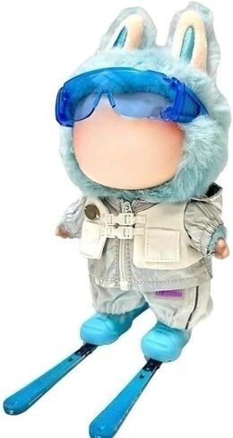 Clothes for Labubu Winter 4-Piece Ski Set – Ski Goggles,Jacket & Snow Pants and Twin Skis,Perfect for 17cm Dolls(No Doll) (Blue) in Saudi Arabia